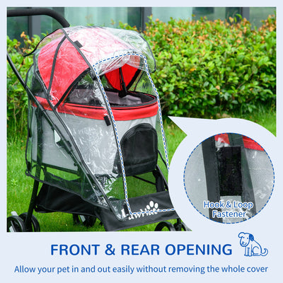 PawHut Rain Cover for Dog Pram Stroller, with Front and Rear Entry 