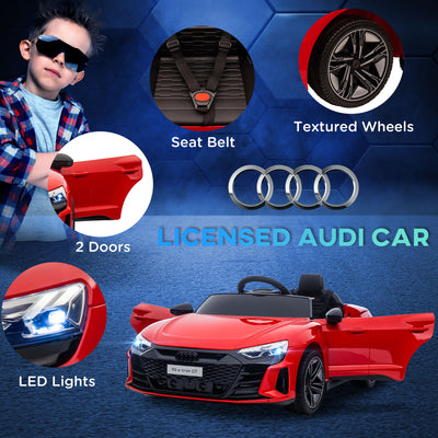 HOMCOM Audi Licensed 12V Kids Electric Ride-On, with Remote Control, Suspension System, Lights, Music, Motor - Red 