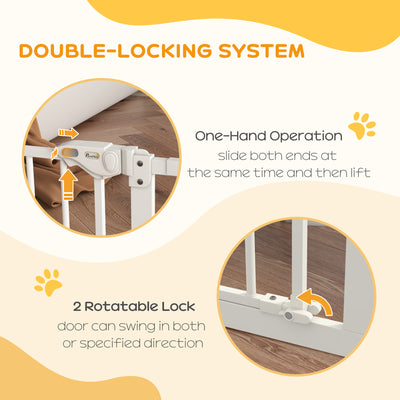 PawHut Metal 74-100cm Wide Adjustable Dog Gate Black 