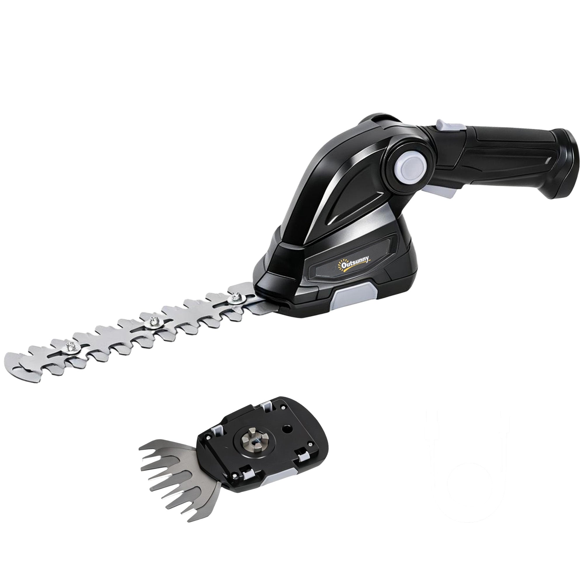 Outsunny 2-in-1 Cordless Hedge Trimmer & Grass Shear with 7.2V 2 x Rechargeable 2000mAh Batteries, 2 Changeable Blades 