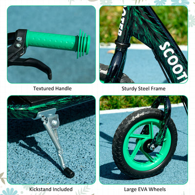 AIYAPLAY Kids Scooter with Adjustable Handlebar, Children's Kick Scooter with Non-slip Footplate, Rear Brake, Kickstand, Green 