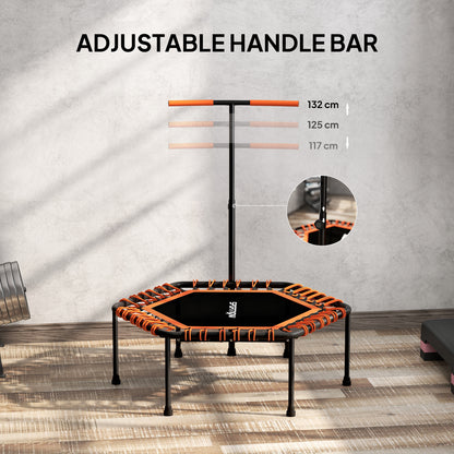 SPORTNOW 45" Rebounder Trampoline for Adults, Quiet Bungee Rebounder with LED Lights and Adjustable Handle, Orange