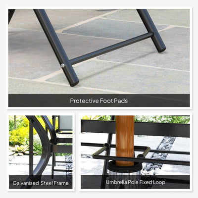 Outsunny Five-Piece Steel Frame Patio Set - Grey/Black 
