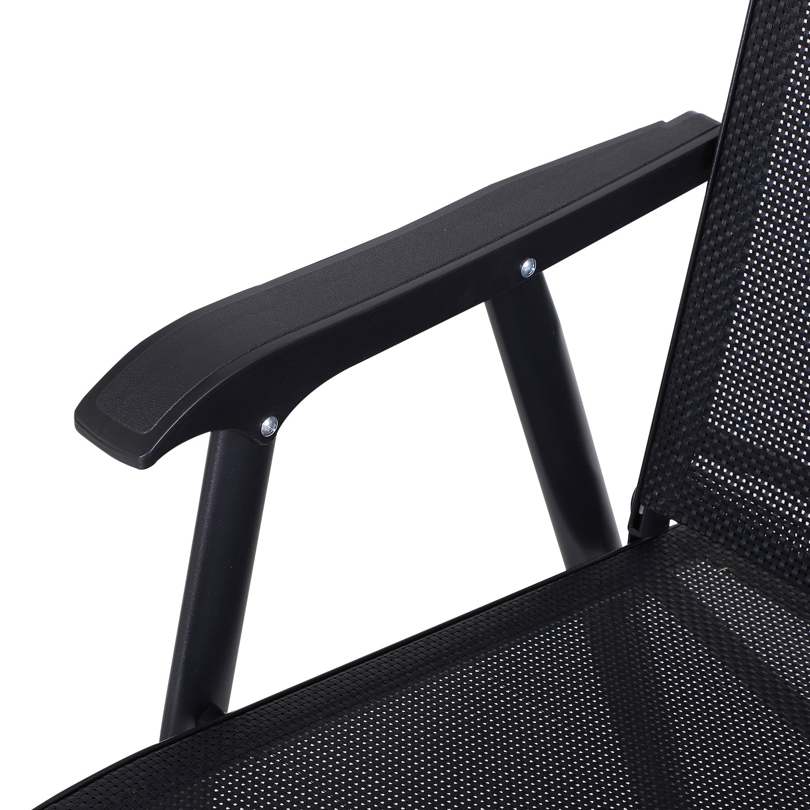 Outsunny Steel Frame Set of 2 Foldable Outdoor Garden Chairs Black 