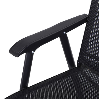 Outsunny Steel Frame Set of 2 Foldable Outdoor Garden Chairs Black 