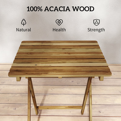 Outsunny Outdoor Coffee Table Foldable Wooden Garden Table for Patio Balcony Natural Wood 