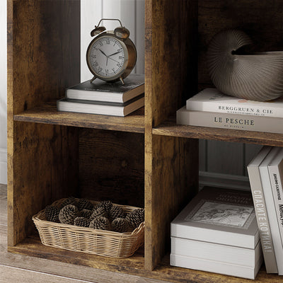 HOMCOM 3-tier 6 Cubes Storage Unit Particle Board Cabinet Bookcase Organiser Home Office Shelves Rustic Brown 