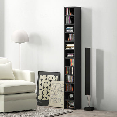 HOMCOM 204 CD Tall Narrow Media Storage Tower - Black 