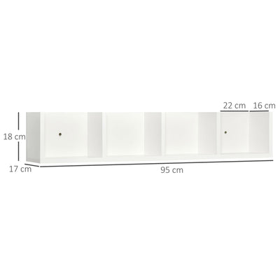 HOMCOM Wall Mount 84 CD / 56 DVD/Blu-ray/ Media Storage Rack 4 Cubes, Wooden Shelf Organiser Unit Bookcase Display, Set of 2, White 