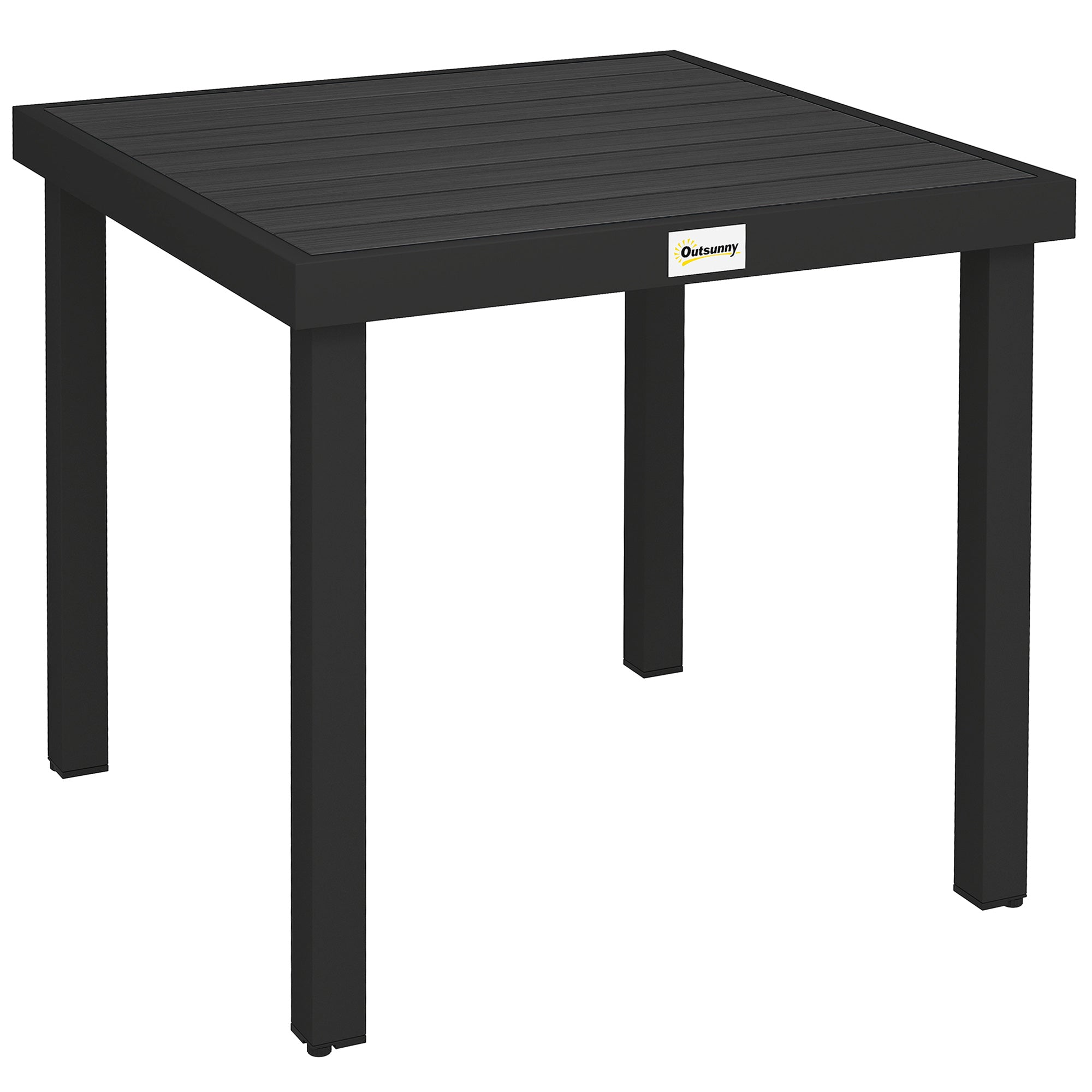 Outsunny 78 cm Garden Dining Table for 4 People, Square Outdoor Coffee End Side Table with Aluminium Legs, Black 