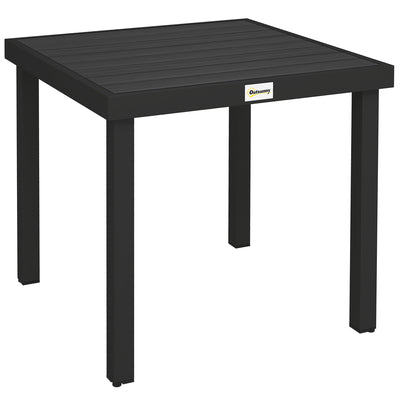 Outsunny 78 cm Garden Dining Table for 4 People, Square Outdoor Coffee End Side Table with Aluminium Legs, Black 