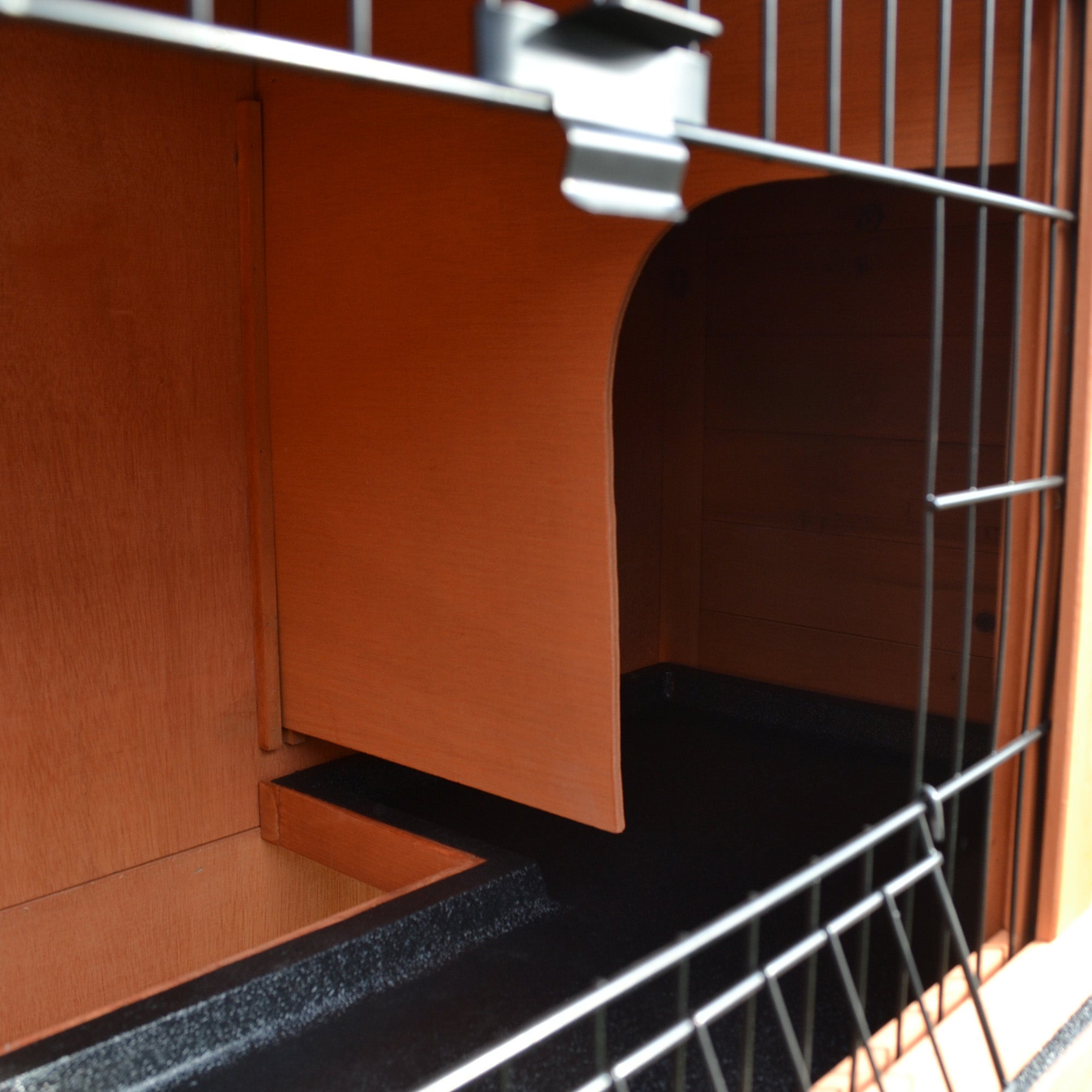 PawHut Rabbit Hutch Outdoor Guinea Pig Hutch 2-Tier Bunny Cage with No-Leak Tray 100.5 x 55 x 101 cm 