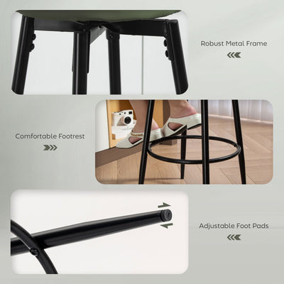 HOMCOM Set of Two Faux Leather Bar Stools - Green/Black 