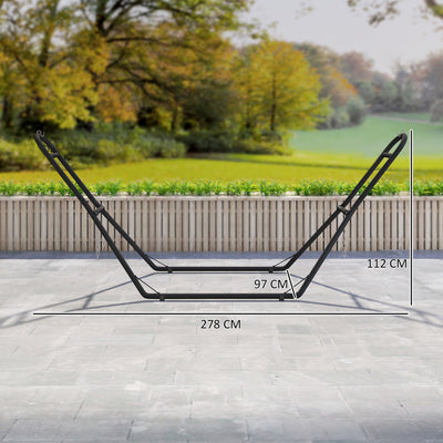 Outsunny 9ft Hammock Stand Adjustable Hammock Frame with Non-Slip Feet for Indoor Outdoor, 150 kg Capacity, Black 