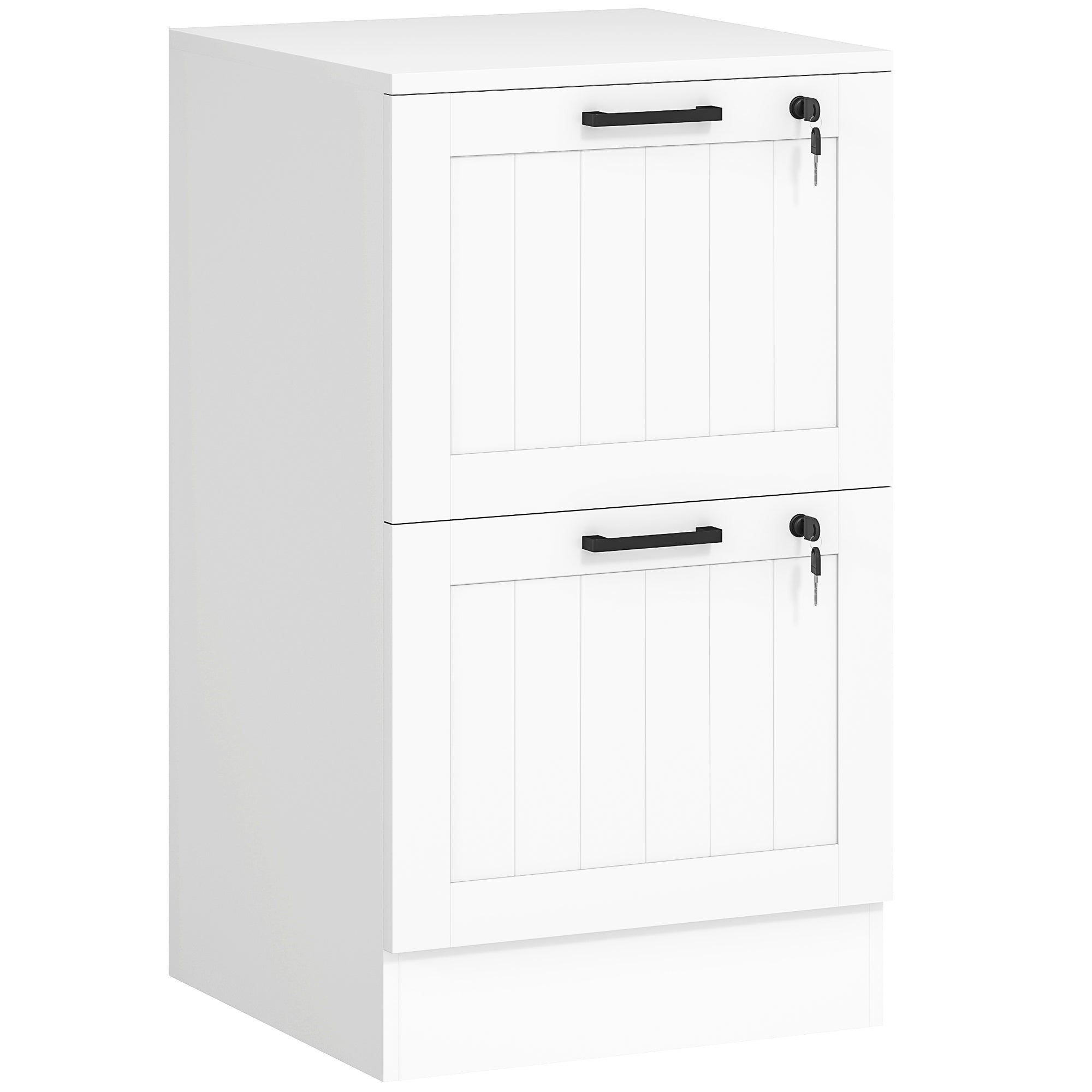HOMCOM 2 Drawer Filing Cabinet with Lock, Office Storage Cabinet with Adjustable Hanging Bars for A4 Letter Size Files, White 