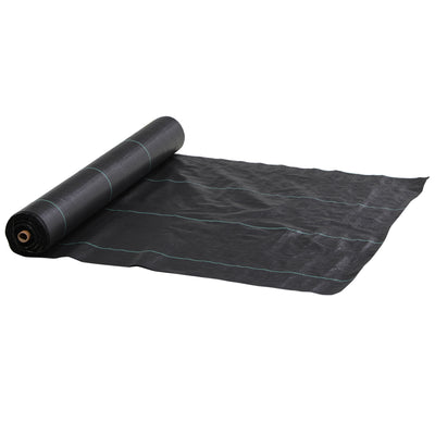 Outsunny 2m x 100m Heavy Duty Weed Control Membrane, Weed Membrane for Landscaping Driveway Gravel Artificial Grass Lawn Underlay, Black 