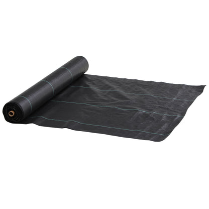 Outsunny 2m x 100m Heavy Duty Weed Control Membrane, Weed Membrane for Landscaping Driveway Gravel Artificial Grass Lawn Underlay, Black