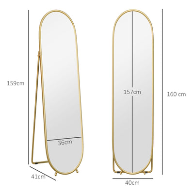 HOMCOM Two-Way Curved Full Length Mirror - Gold Tone 
