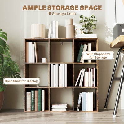 HOMCOM Nine-Cube Storage Shelf - Rustic Brown 