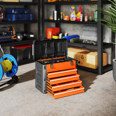HOMCOM 4 Drawers Large Toolbox - Orange 