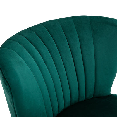 HOMCOM Velvet Accent Chair Occasional Tub Seat Padding Curved Back with Wood Frame Legs Home Furniture Set of 2 Green 