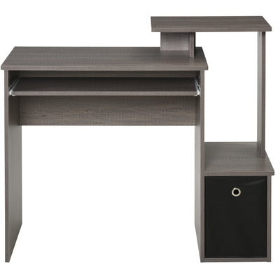 HOMCOM Computer Desk with Sliding Keyboard Tray Storage Drawer Shelf Home Office Workstation Grey 