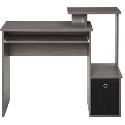 HOMCOM Computer Desk with Sliding Keyboard Tray Storage Drawer Shelf Home Office Workstation Grey 