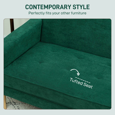 HOMCOM Two-Seater Velvet-Feel Sofa - Green 