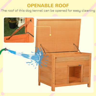 PawHut Wooden Dog Kennel Elevated Dog Pet House w/ Open Top 82W x 58D x 58H cm 