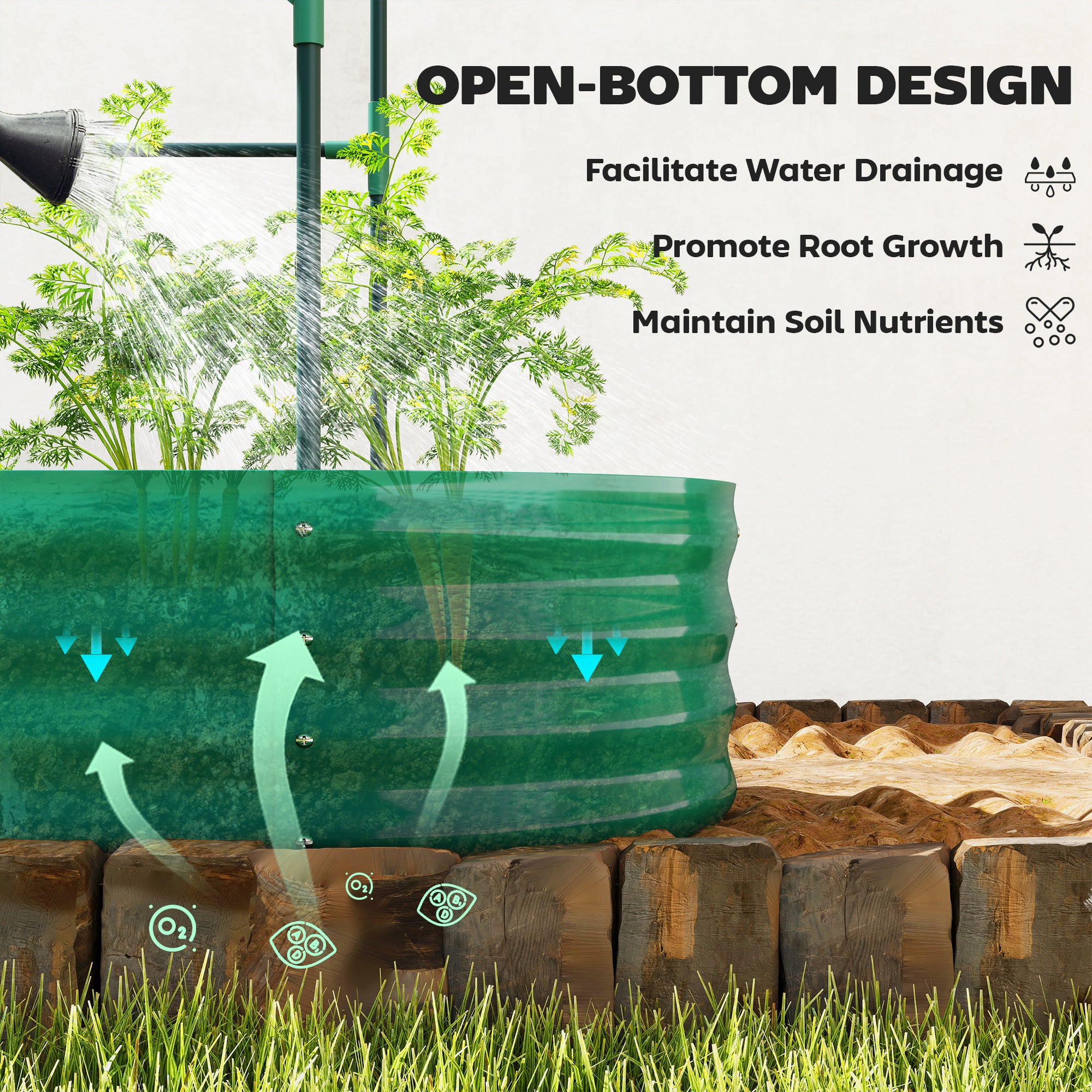 Outsunny Galvanised Raised Garden Bed with Arched Trellis, 4 x 2 x 4.6ft Metal Raised Bed for Garden with Open Bottom, Green 