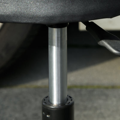 HOMCOM Workshop Stool, Pneumatic Adjustable Mechanic Stool, with Tool Tray, Wheels - Black 