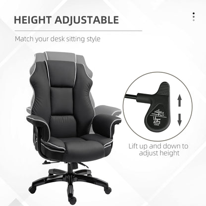 Vinsetto Executive Office Chair, PU Leather High Back Desk Chair with Height Adjustable, Reclining Swivel Computer Chair for Home, Black 