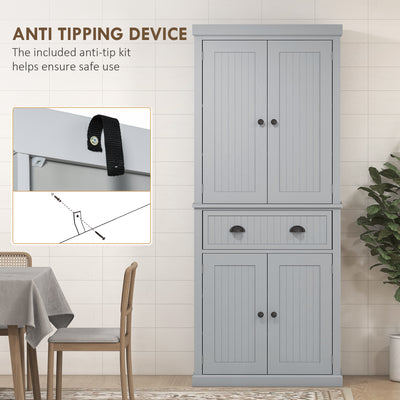 HOMCOM Multi-Storage Mid-Century Kitchen Cabinet - Grey 