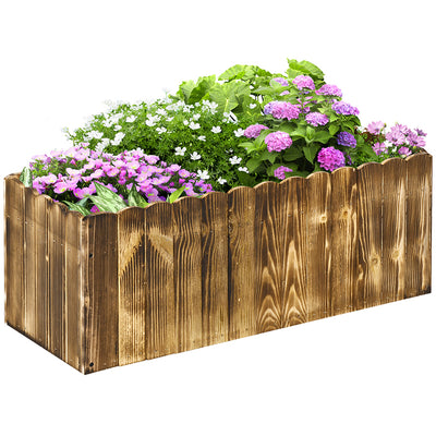 Outsunny 70L Raised Garden Bed, Wooden Rectangle Planter Box, Outdoor Herb Vegetable Flower Pot (80L x 33W x 30H cm) 