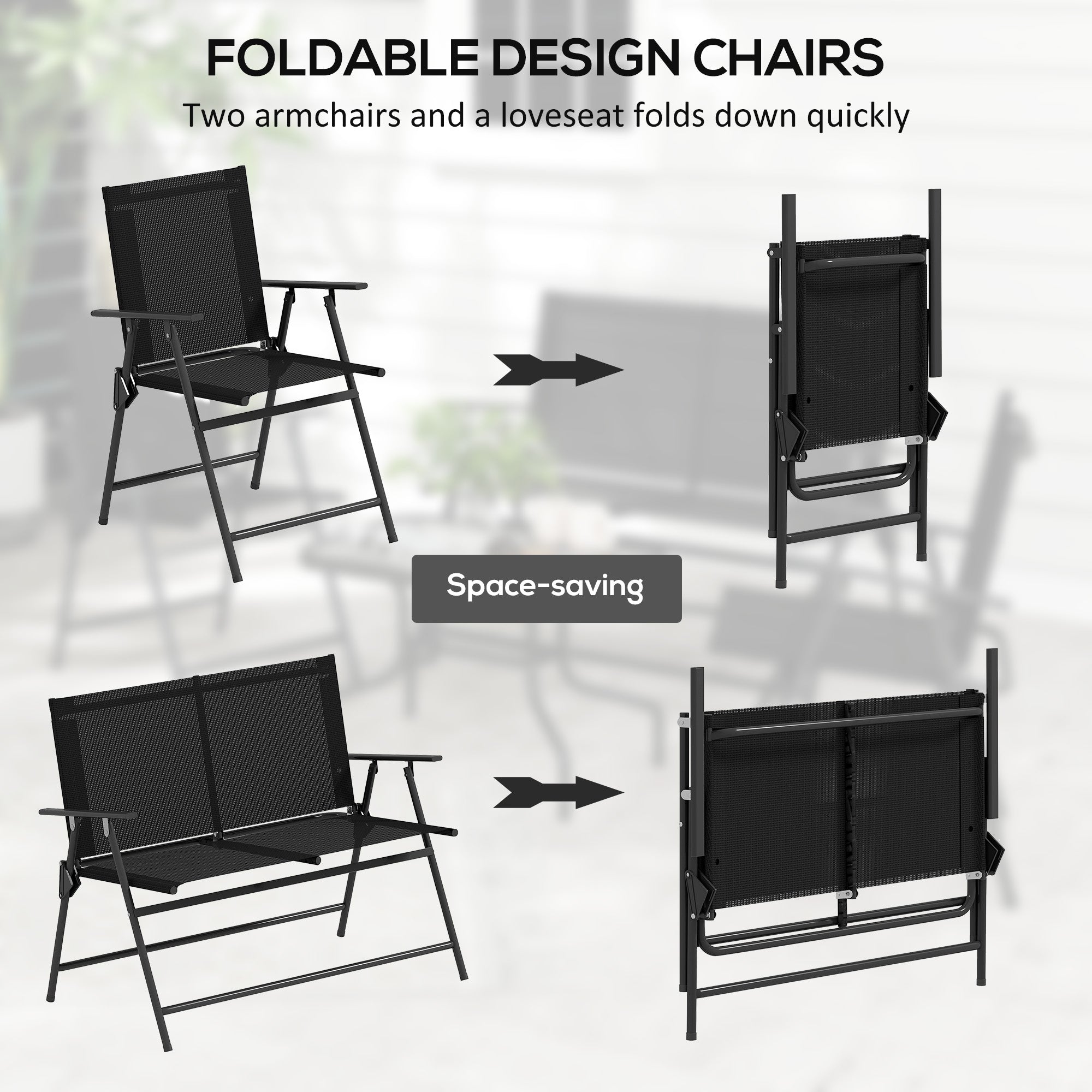 Outsunny 4 Pieces Patio Furniture Set - Black 