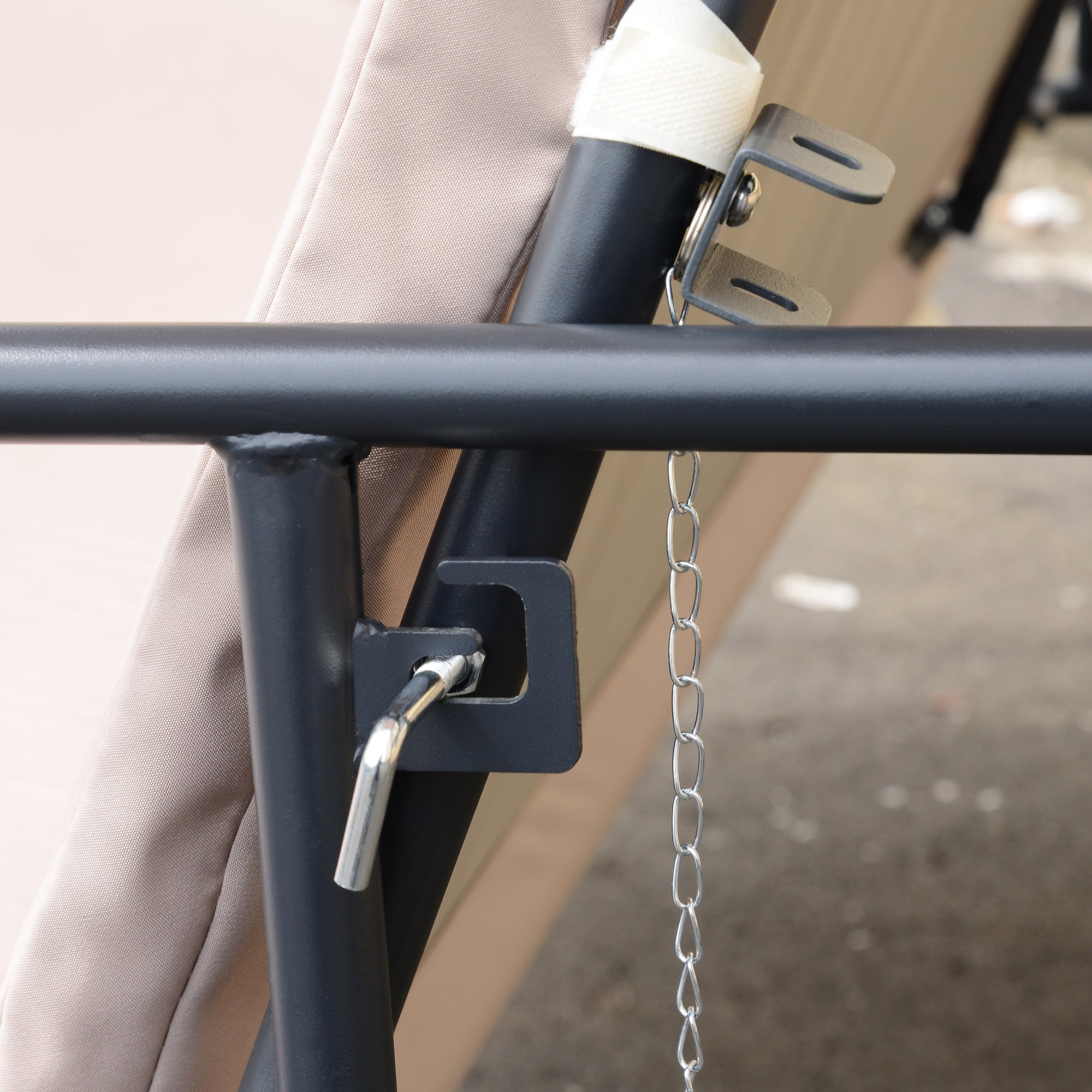 Outsunny 3-Seater Swing Chair, Steel, Polyester-Beige 