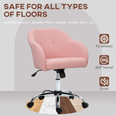 HOMCOM Teddy Fleece Swivel Office Chair - Pink 