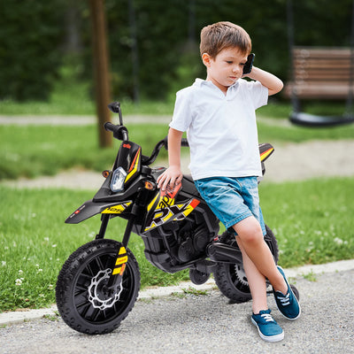 AIYAPLAY 12V Aprilia Licenced Kids Motorbike with Training Wheels, Spring Suspension, LED Light, USB, Music, Yellow 