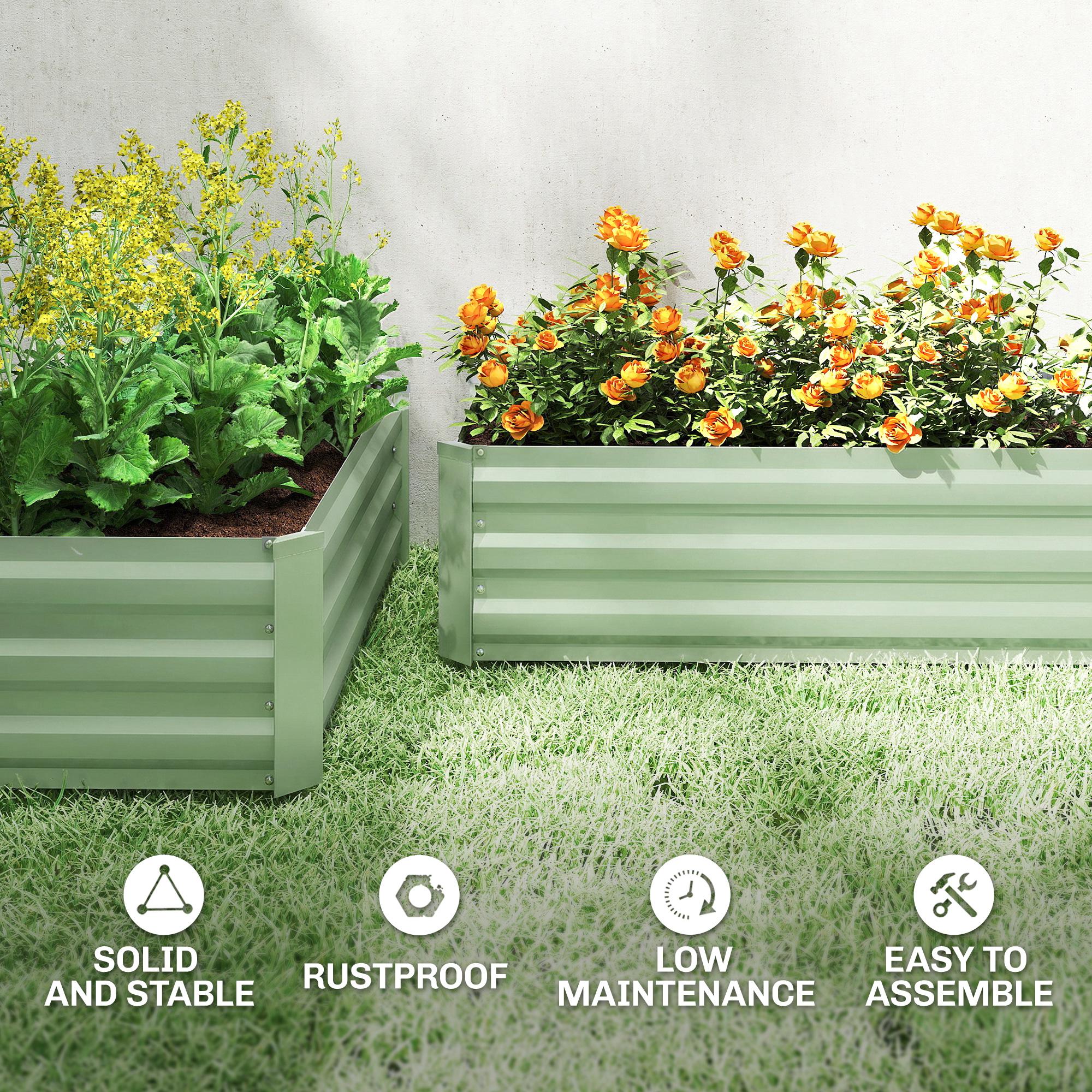 Outsunny Set of Two 100 x 60cm Steel Planter Boxes - Light Green 