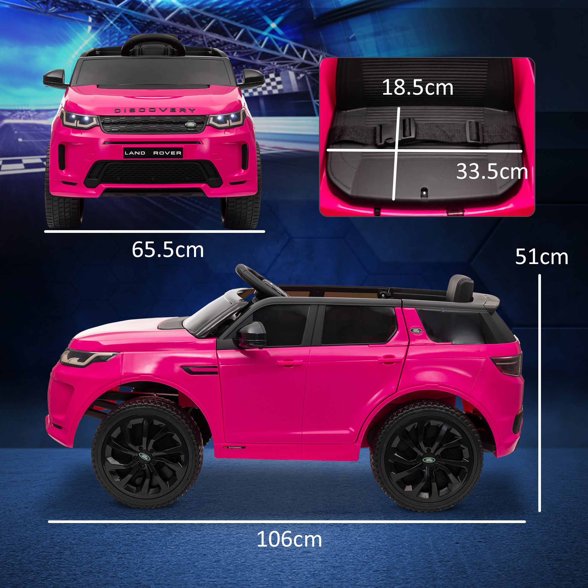 AIYAPLAY Licensed Land Rover Discovery Sport, 12V Kids Ride on Car w/ Remote Control, Lights, Music, Horn, for 3-6 Years, Pink 