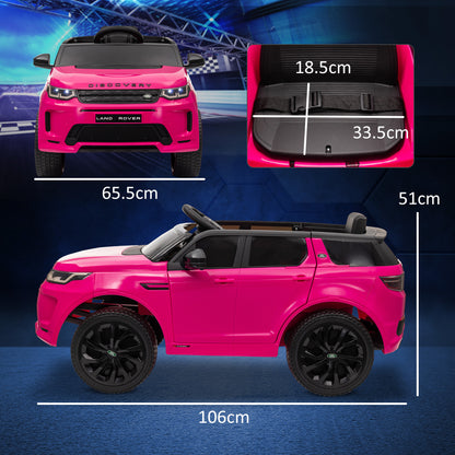 AIYAPLAY Licensed Land Rover Discovery Sport, 12V Kids Ride on Car w/ Remote Control, Lights, Music, Horn, for 3-6 Years, Pink 