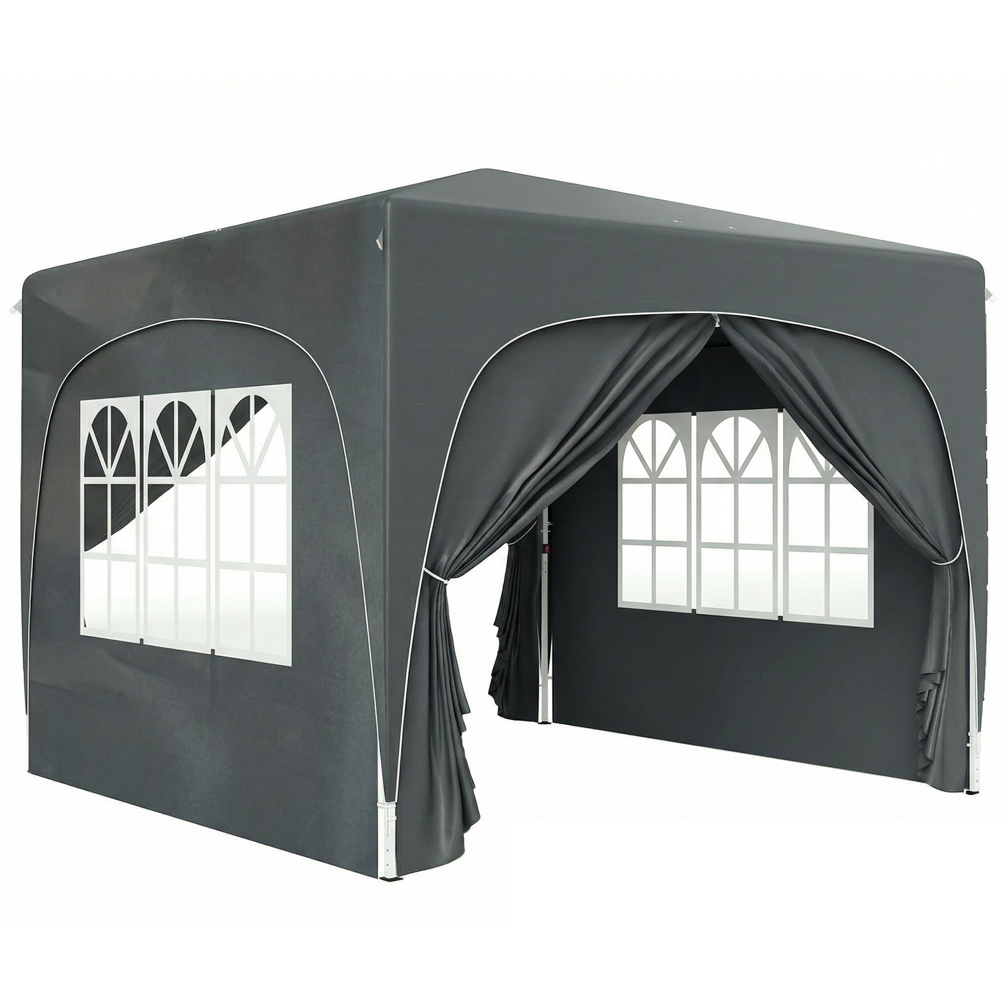 Outsunny 3 x 3m Pop-Up Gazebo Shelter, with Accessories - Dark Grey 