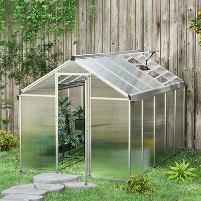 Outsunny 10 x 6ft Aluminium Frame Walk-In Greenhouse, with Foundation 