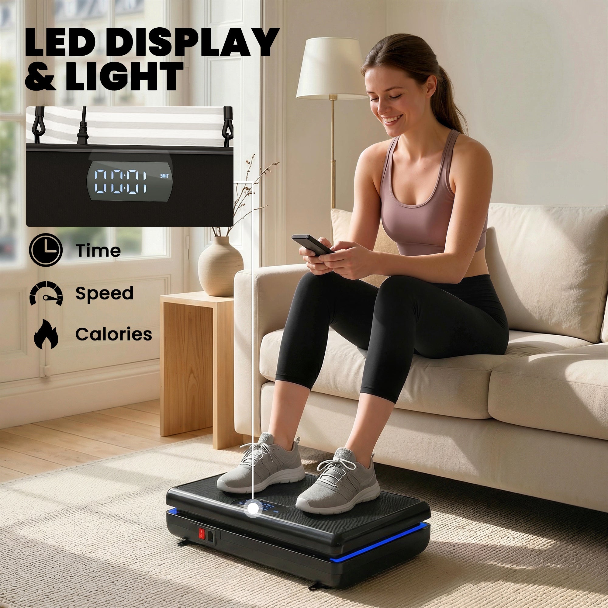 SPORTNOW Vibration Plate Exercise Machine with 120 Speed Levels, 5 Programs, Quiet Vibrating Plate with Resistance Bands 