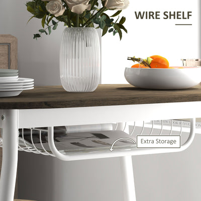 HOMCOM 3-Piece Dining Table and Chairs Set, Oval Kitchen Table with 2 Chairs, with Wire Storage Shelf and Steel Frame, Natural 