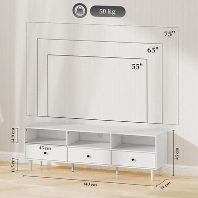 HOMCOM Multi-Storage Minimal TV Stand - White 