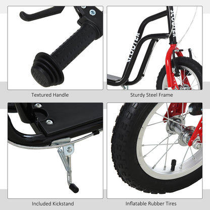 HOMCOM Stunt Scooter, Kids Scooter, 12'' Rubber Tyre Kick Scooter with Adjustable Handlebar, Dual Brakes, Black 