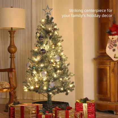 HOMCOM 5ft Pre-Lit Xmas Tree with Decorations, Green, Blue and Warm White