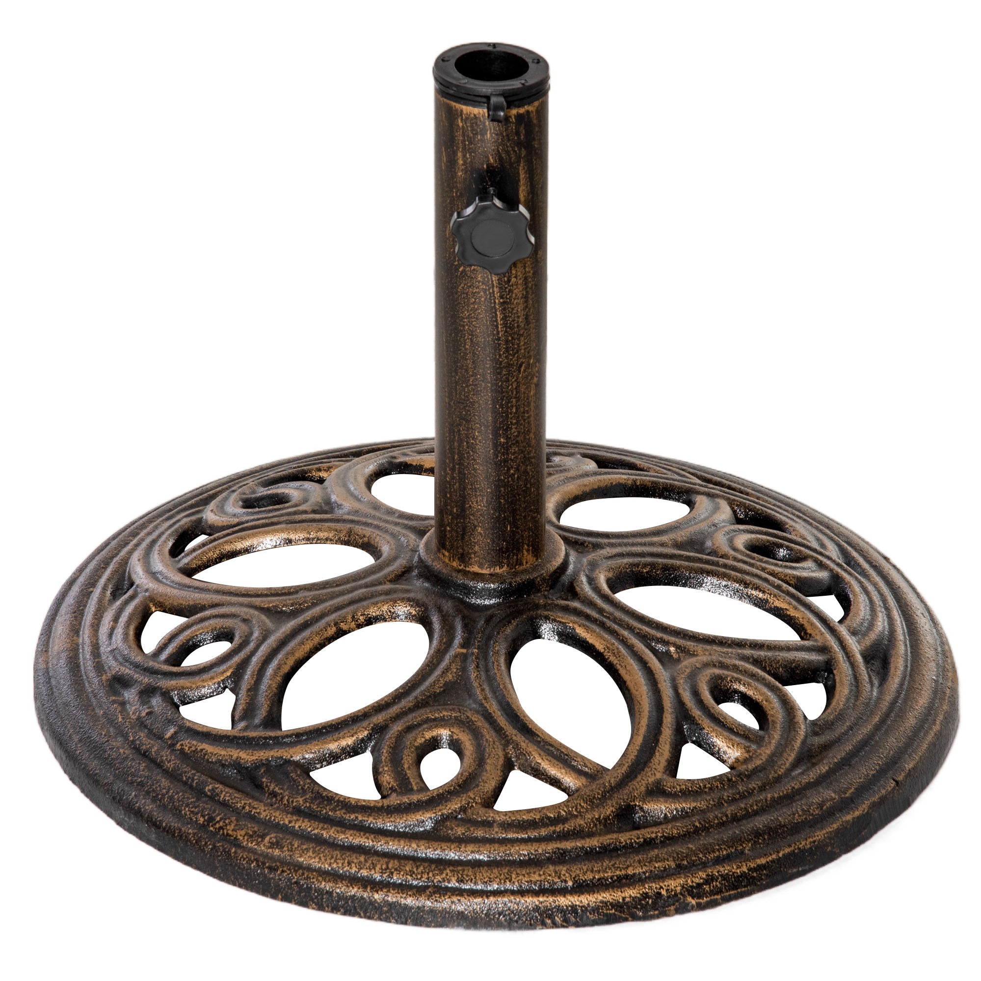 Outsunny 11.5 kg Cast Metal Round Patio Umbrella Base Stand, Umbrella Holder for Outdoor, Patio, Garden, Bronze Tone 