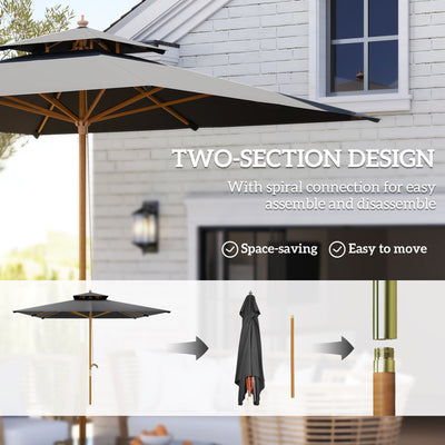 Outsunny 3 m Square Canopy Parasol - Black 